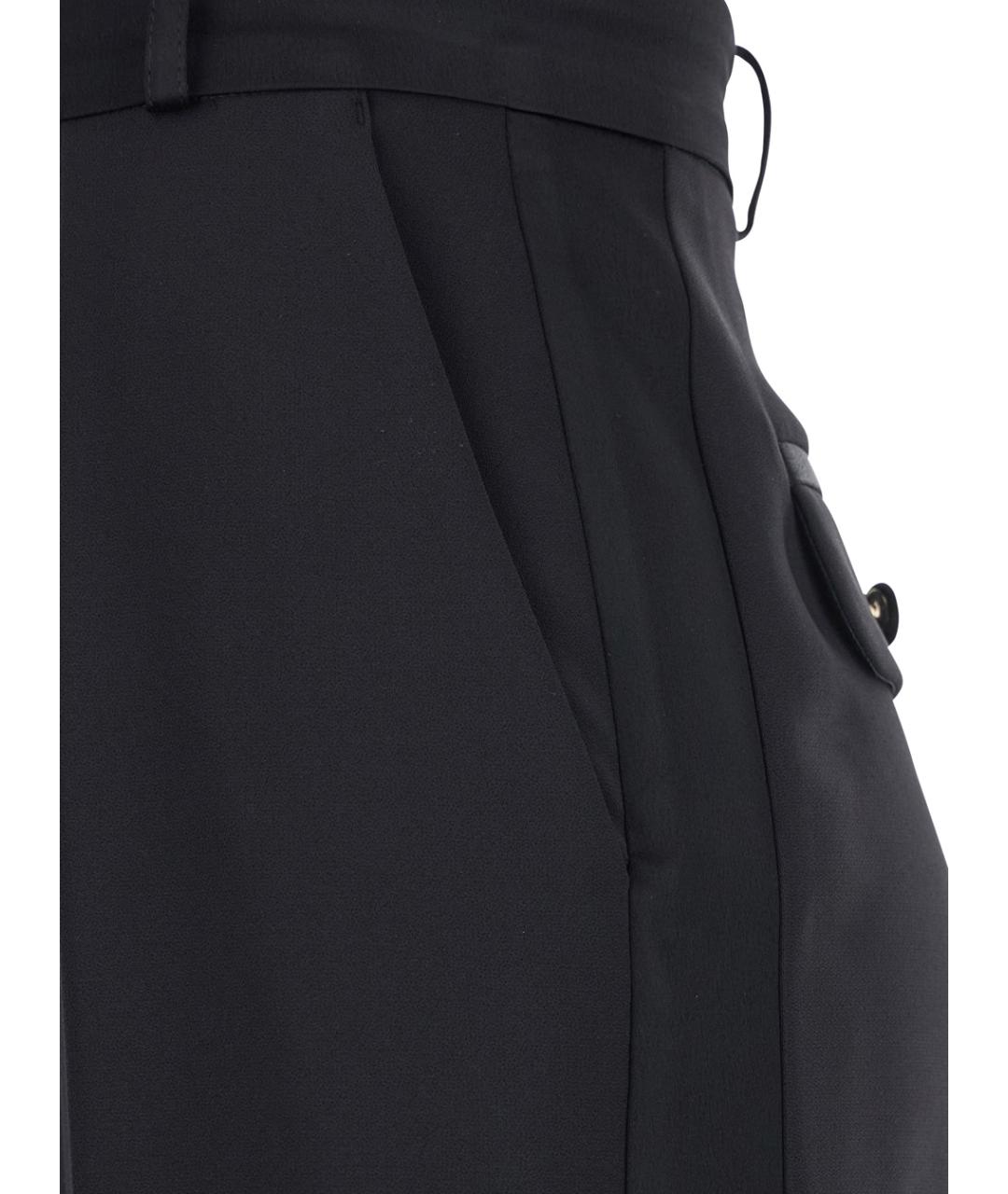 ELISABETTA FRANCHI Черные полиэстеровые брюки широкие, фото 3