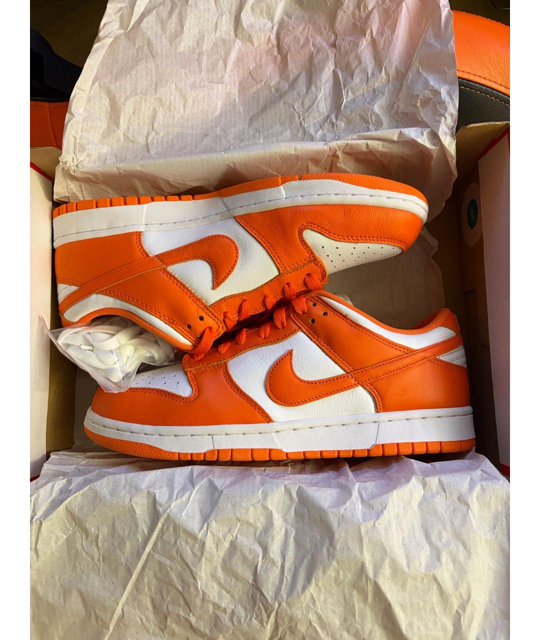 NIKE Оранжевое кожаные низкие кроссовки / кеды, фото 2