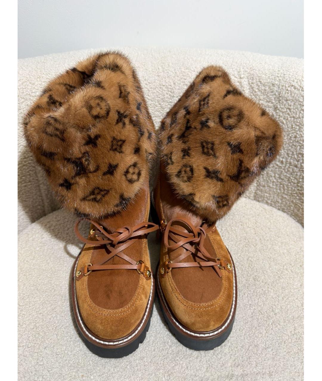 LOUIS VUITTON Коричневые кожаные ботинки, фото 4