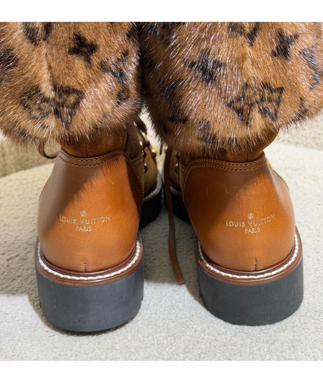LOUIS VUITTON Коричневые кожаные ботинки, фото 7