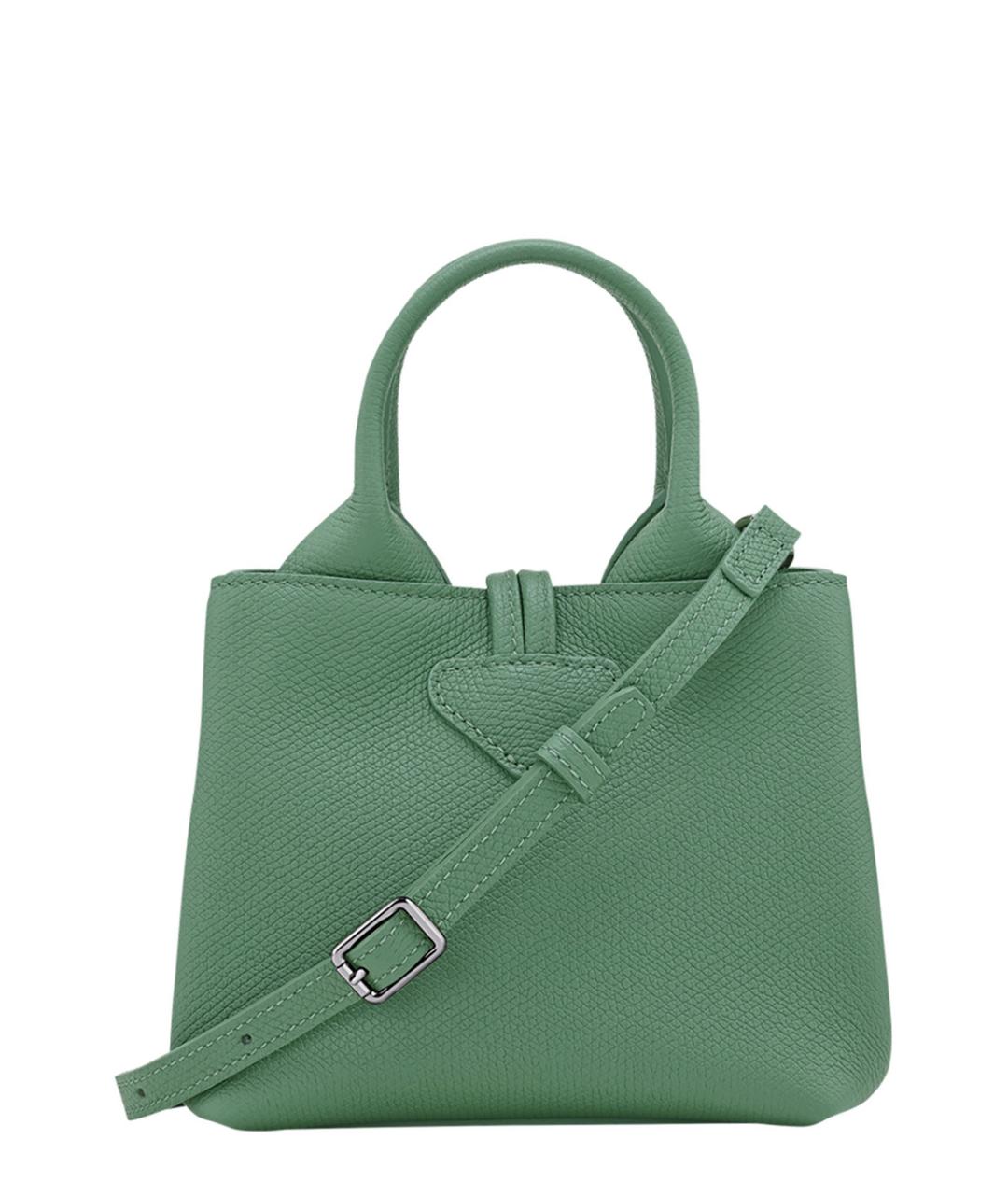 LONGCHAMP Зеленая кожаная сумка с короткими ручками, фото 2