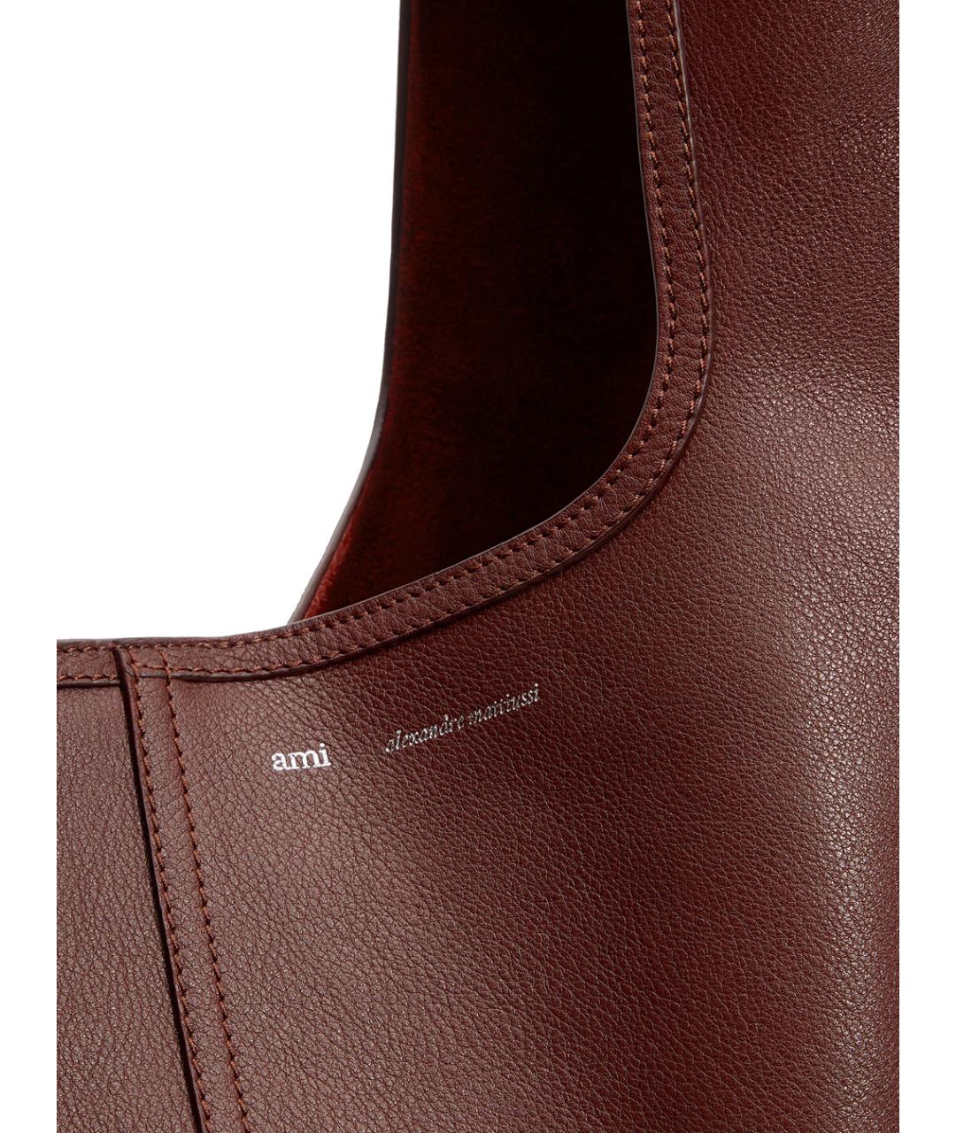 Ami Paris Бордовая кожаная сумка через плечо, фото 3