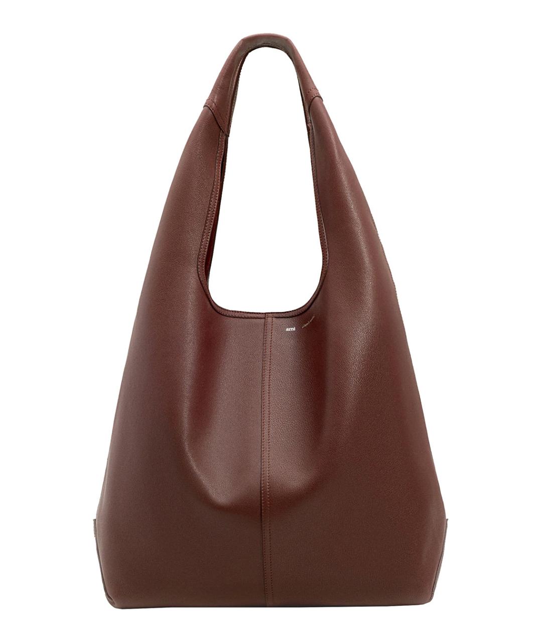 Ami Paris Бордовая кожаная сумка через плечо, фото 1