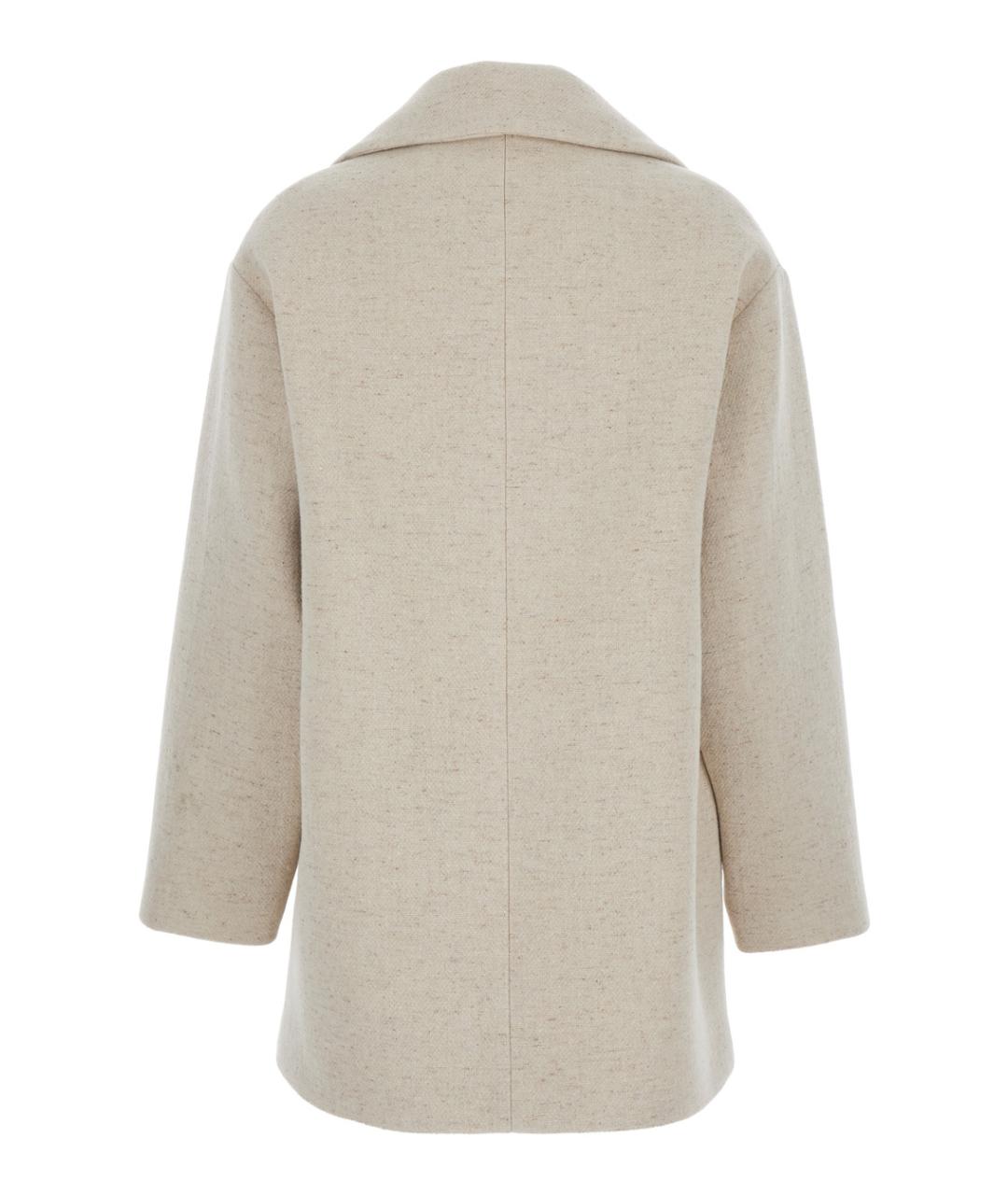 ELISABETTA FRANCHI Белое шерстяное пальто, фото 2