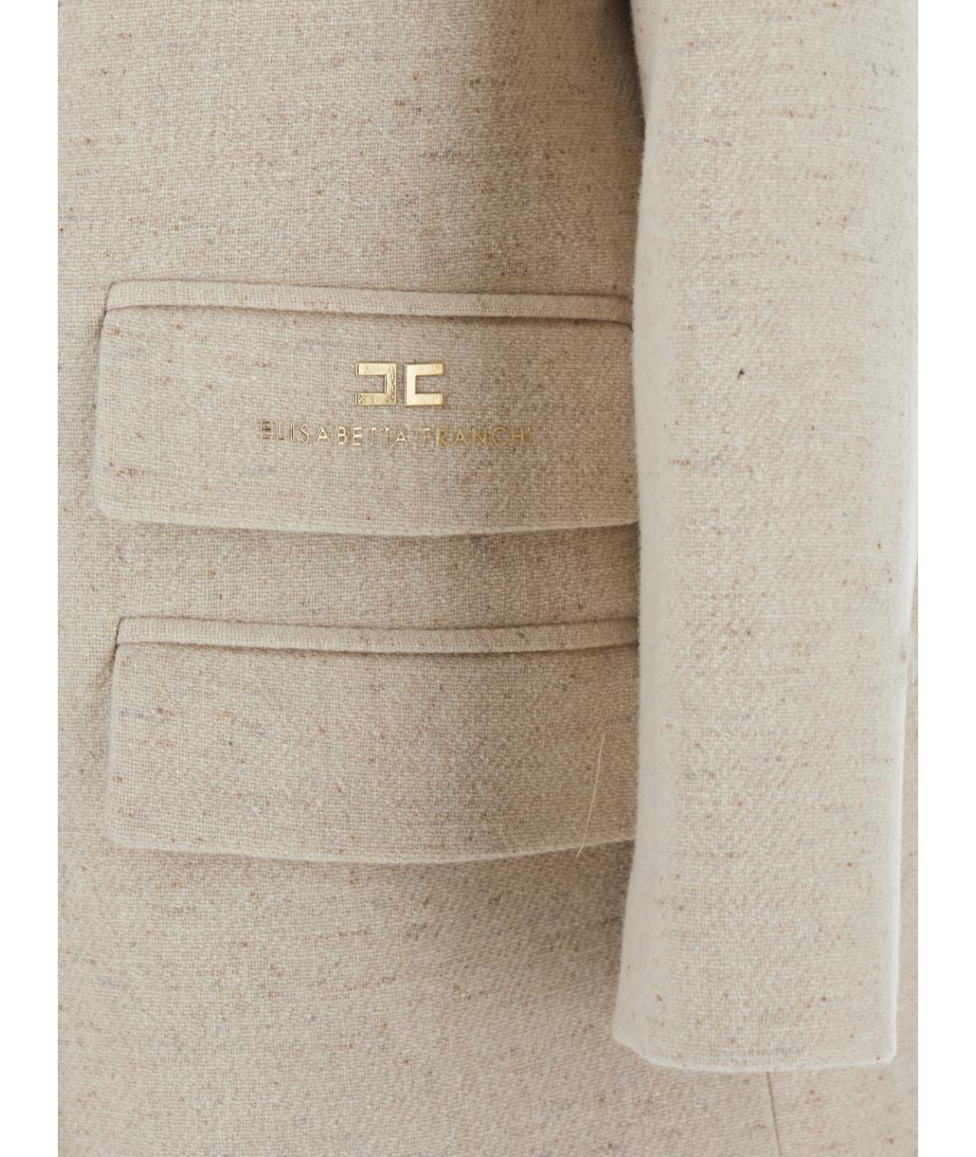 ELISABETTA FRANCHI Белое шерстяное пальто, фото 3