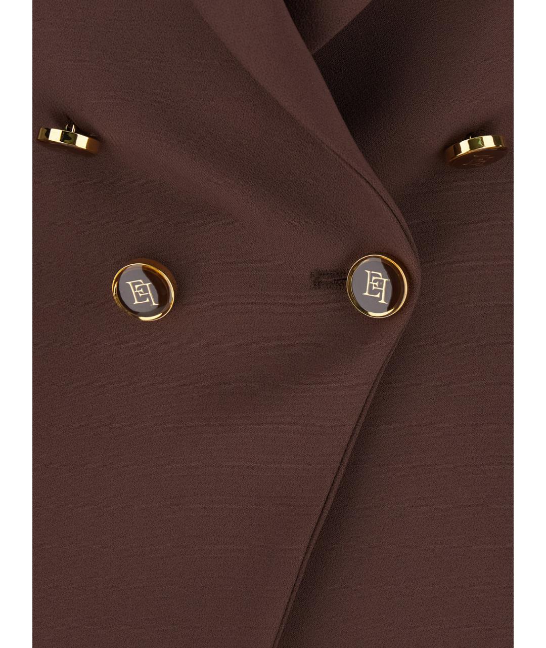 ELISABETTA FRANCHI Коричневый полиэстеровый жакет/пиджак, фото 3