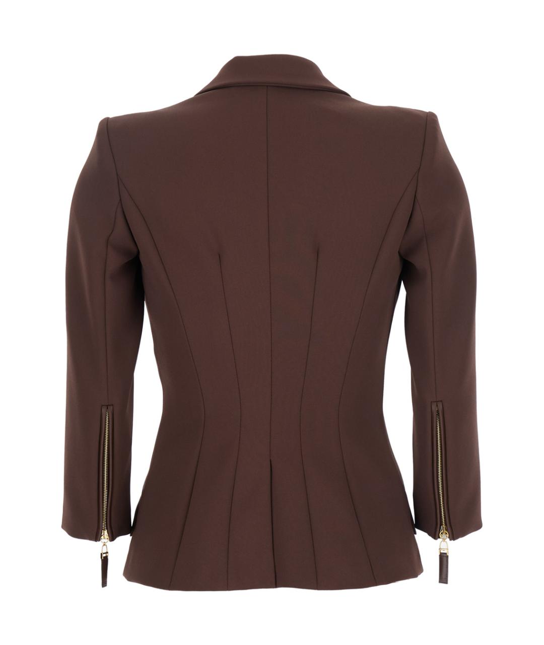 ELISABETTA FRANCHI Коричневый полиэстеровый жакет/пиджак, фото 2