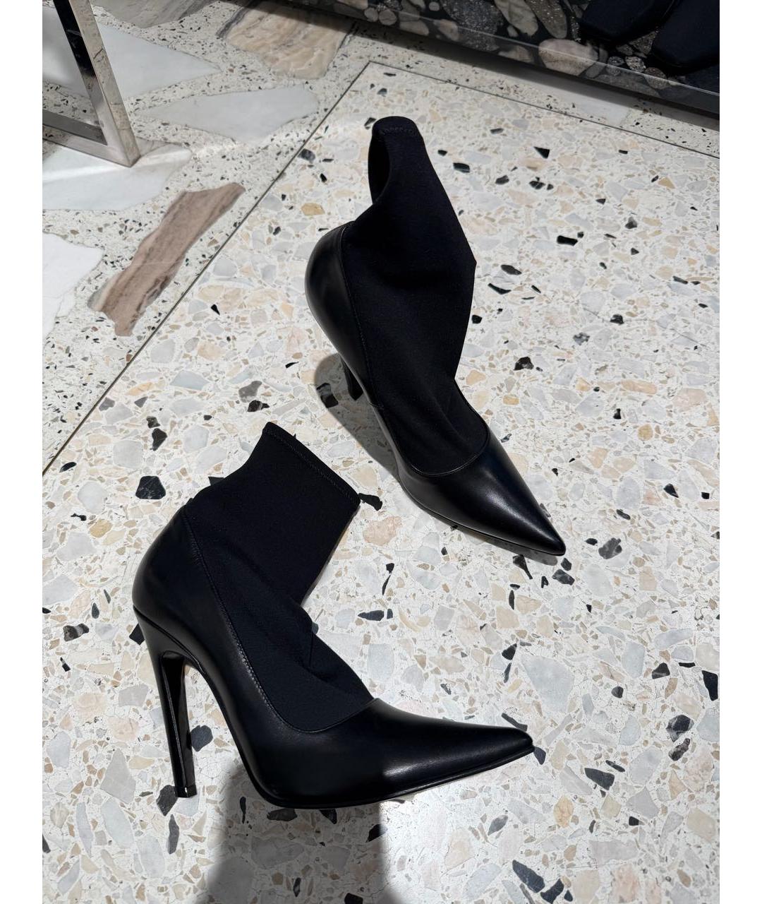 BALENCIAGA Черные кожаные ботильоны, фото 2