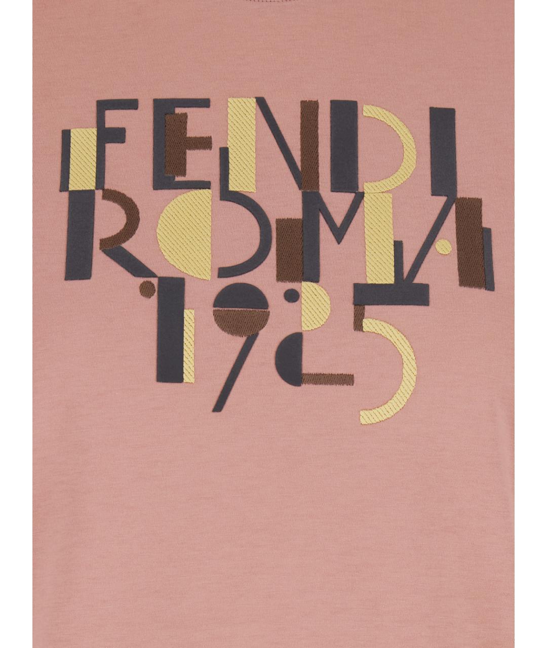 FENDI Розовая хлопковая футболка, фото 3