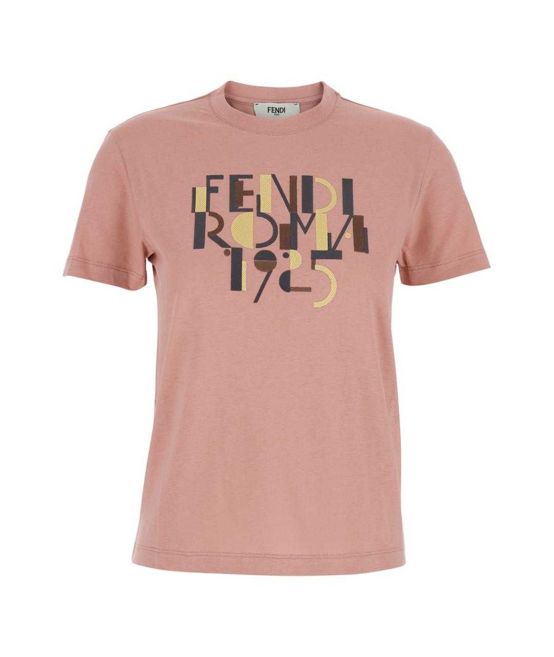 FENDI Розовая хлопковая футболка, фото 1