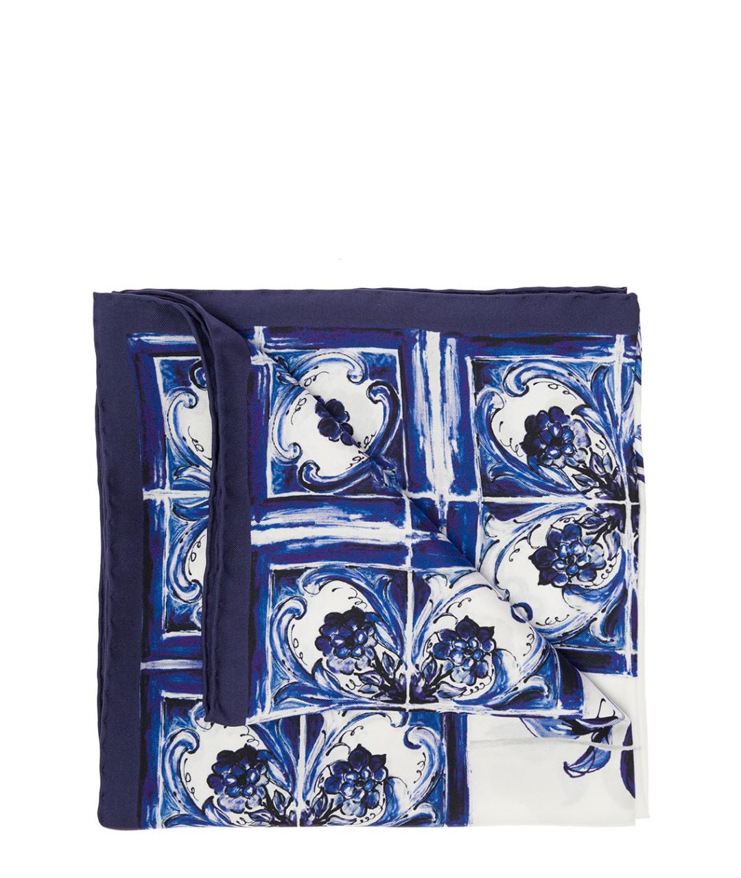 DOLCE&GABBANA Синий шелковый платок, фото 1