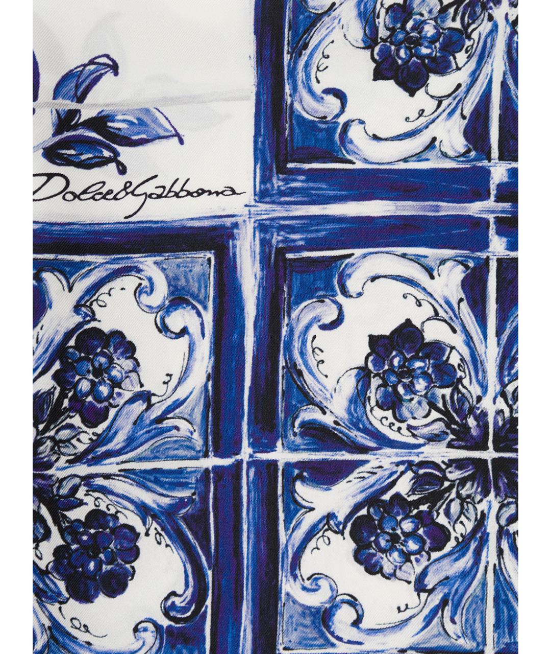 DOLCE&GABBANA Синий шелковый платок, фото 3