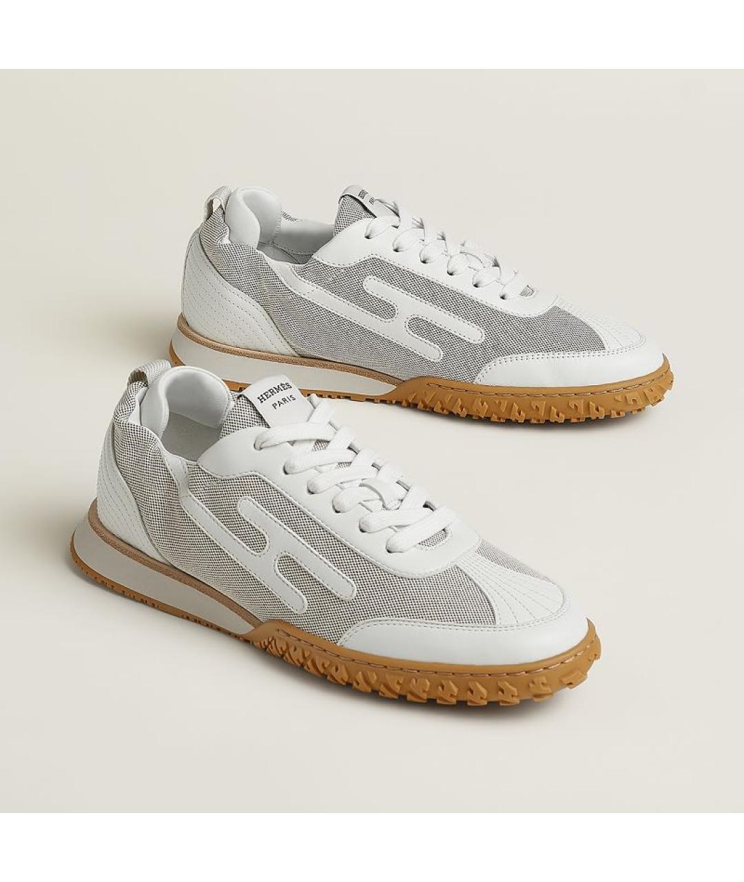 HERMES Серые текстильные кроссовки, фото 2