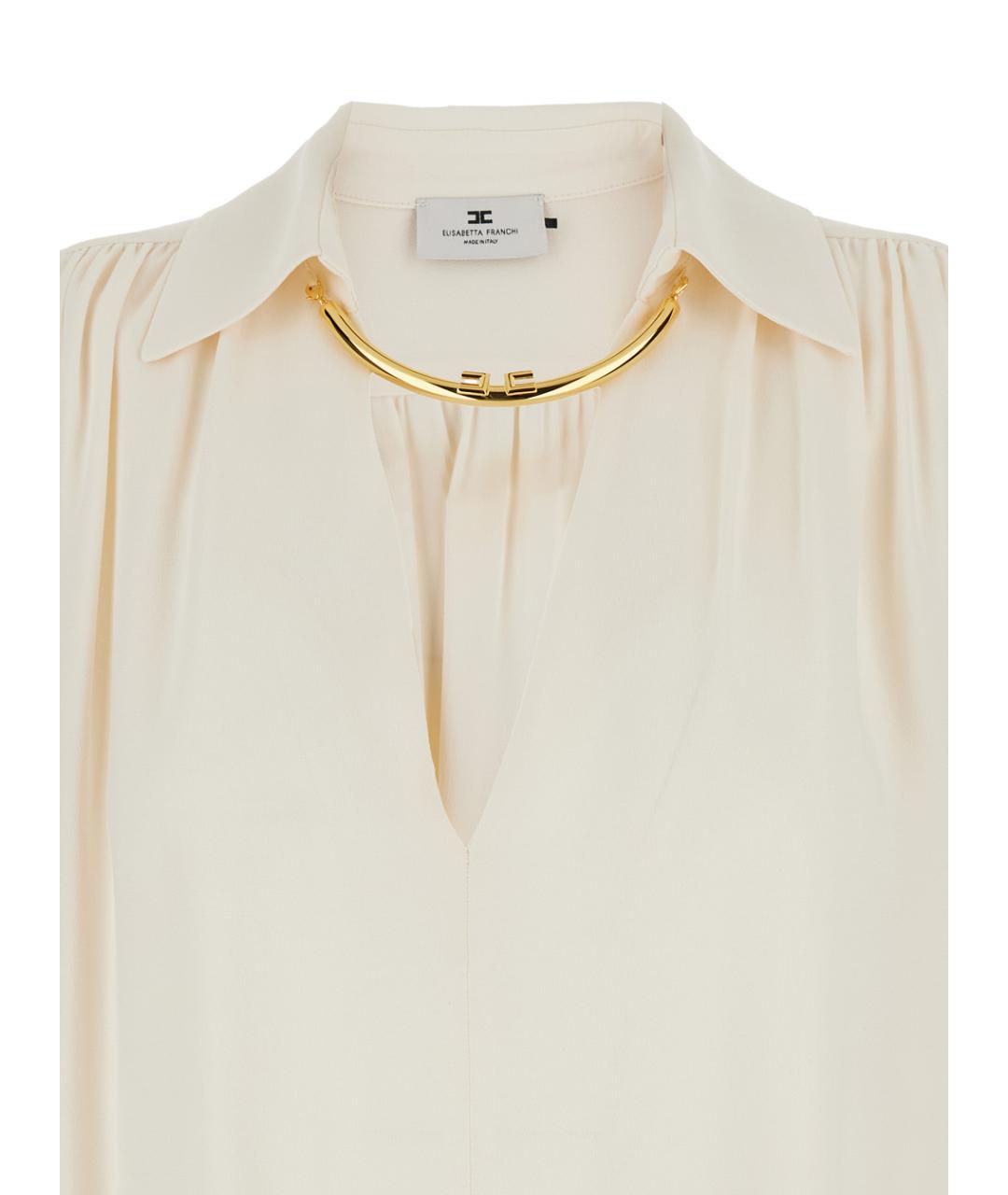 ELISABETTA FRANCHI Белая вискозная блузы, фото 3