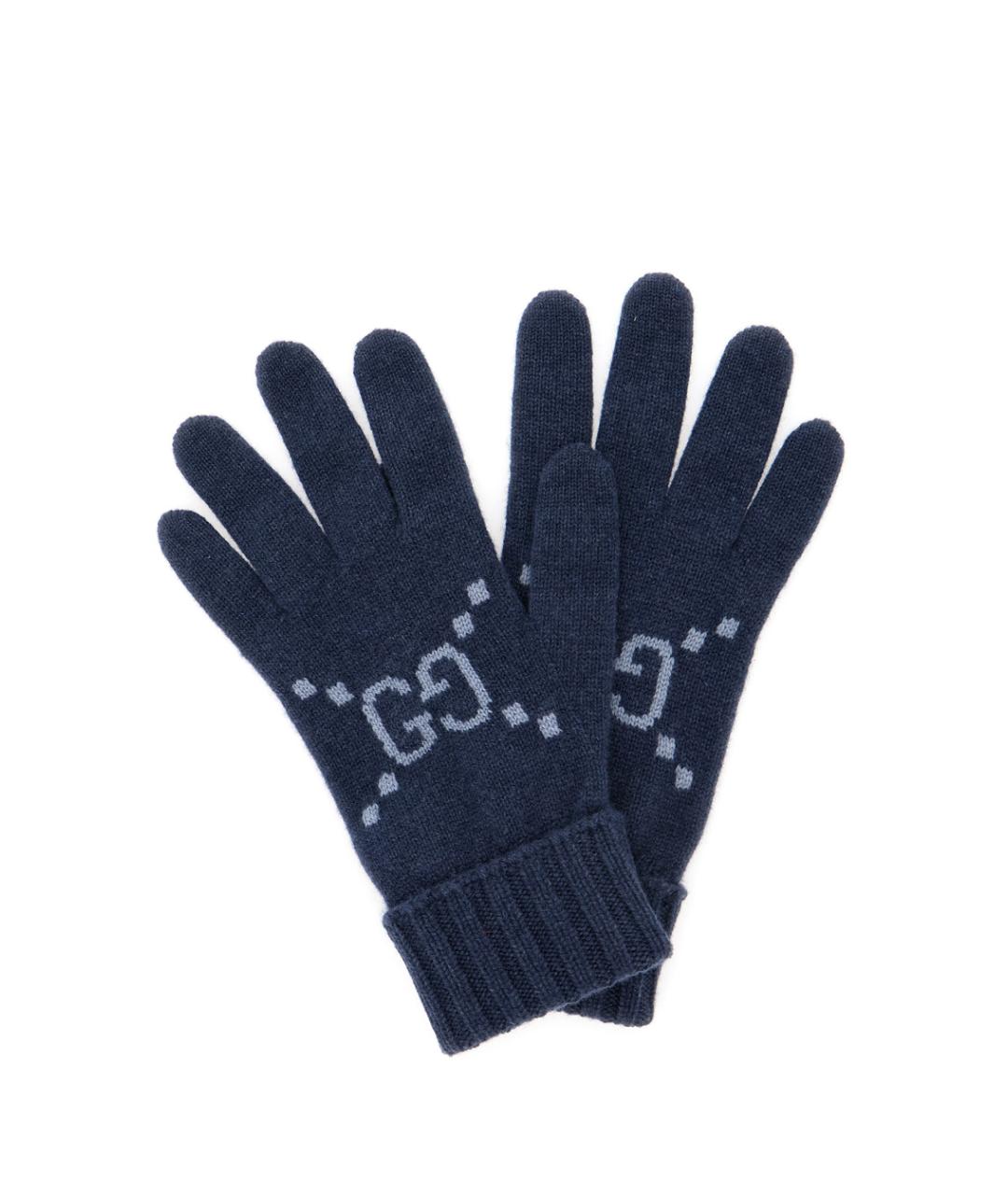 GUCCI Синие кашемировые перчатки, фото 3