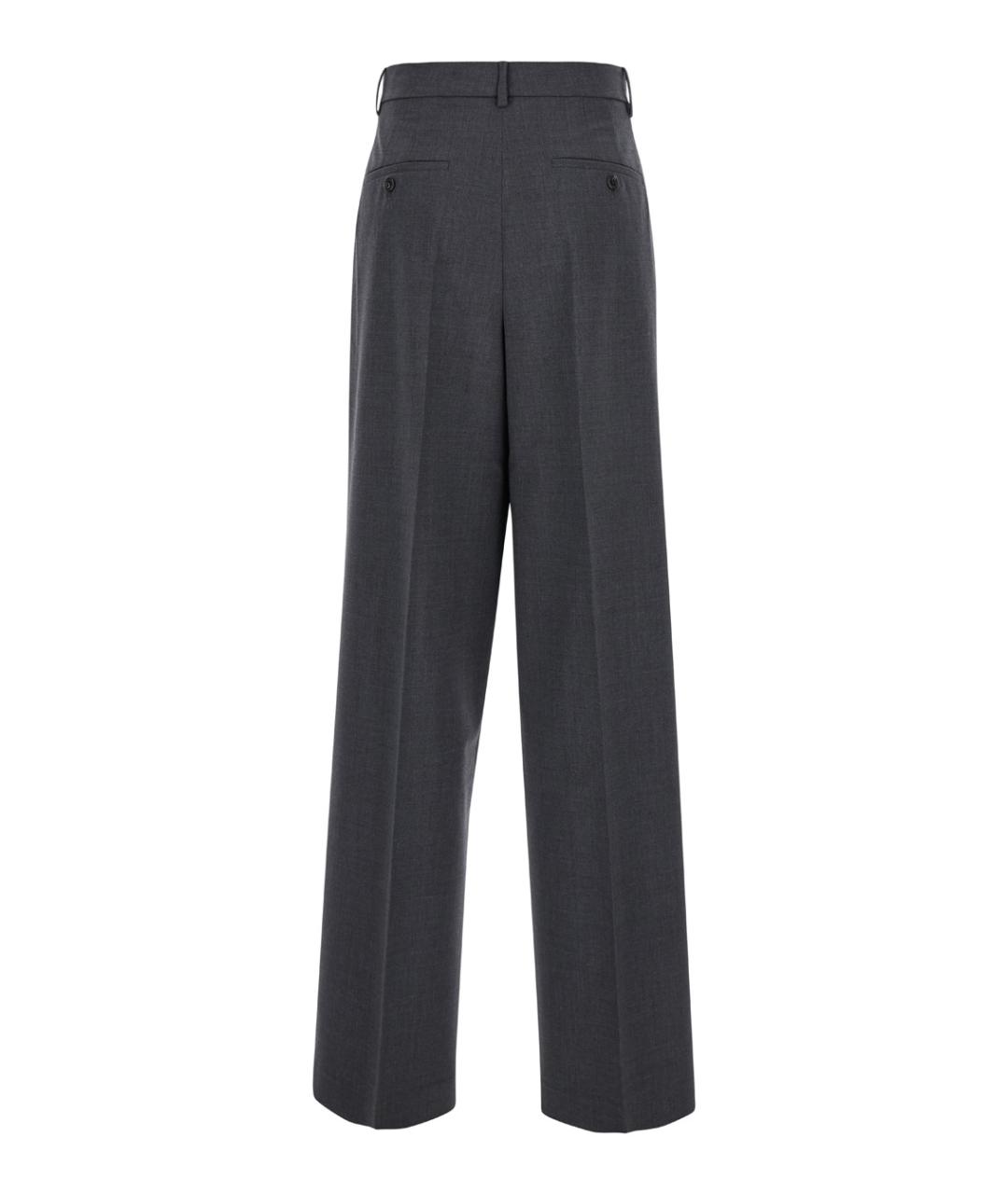 THEORY Серые шерстяные прямые брюки, фото 2