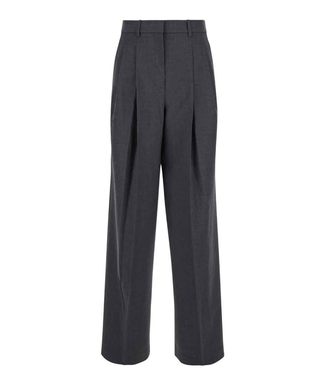 THEORY Серые шерстяные прямые брюки, фото 1