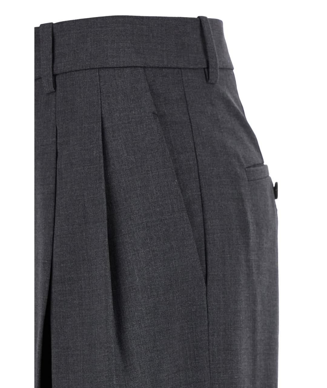 THEORY Серые шерстяные прямые брюки, фото 3