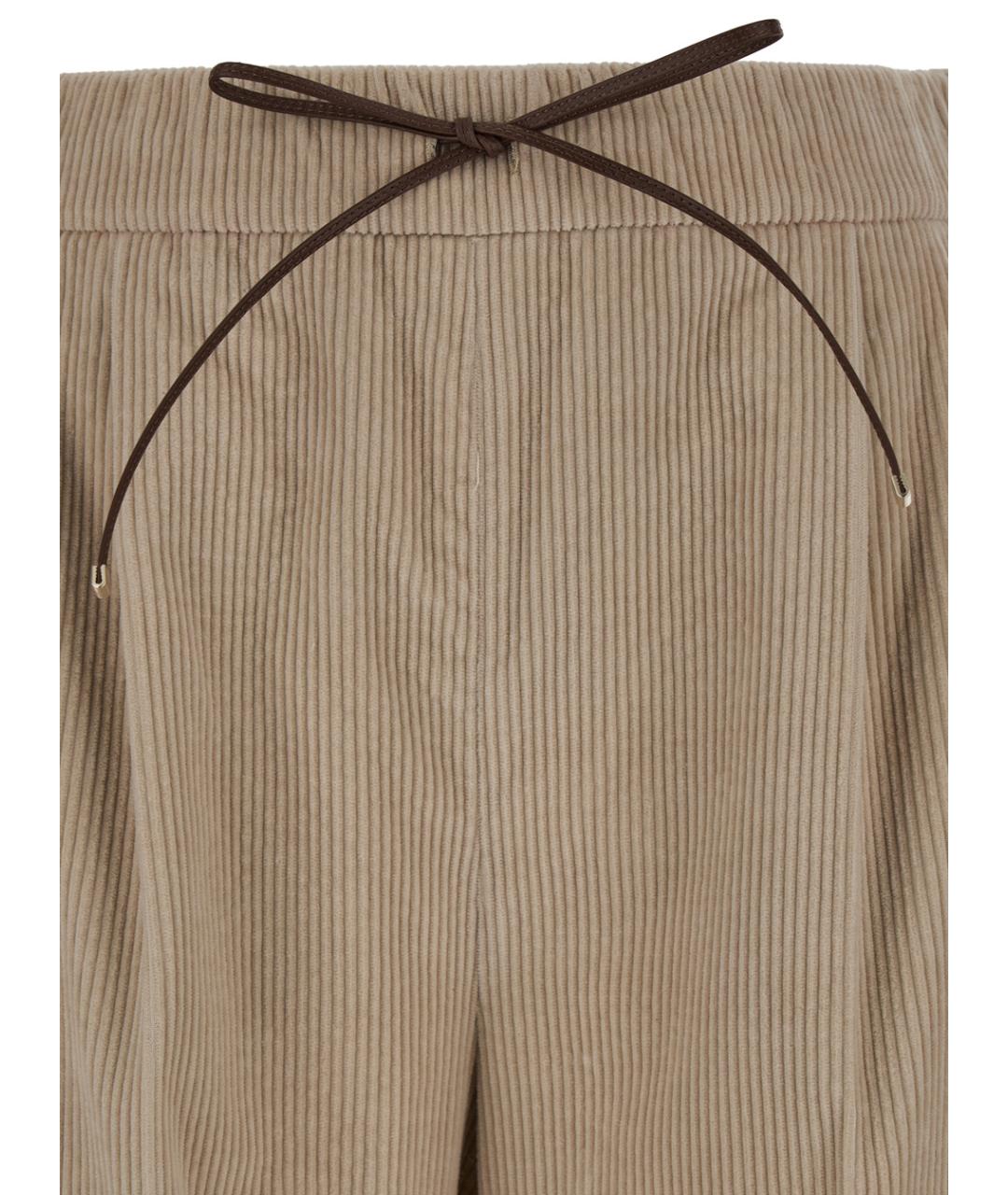 MAX MARA Бежевые хлопковые прямые брюки, фото 3