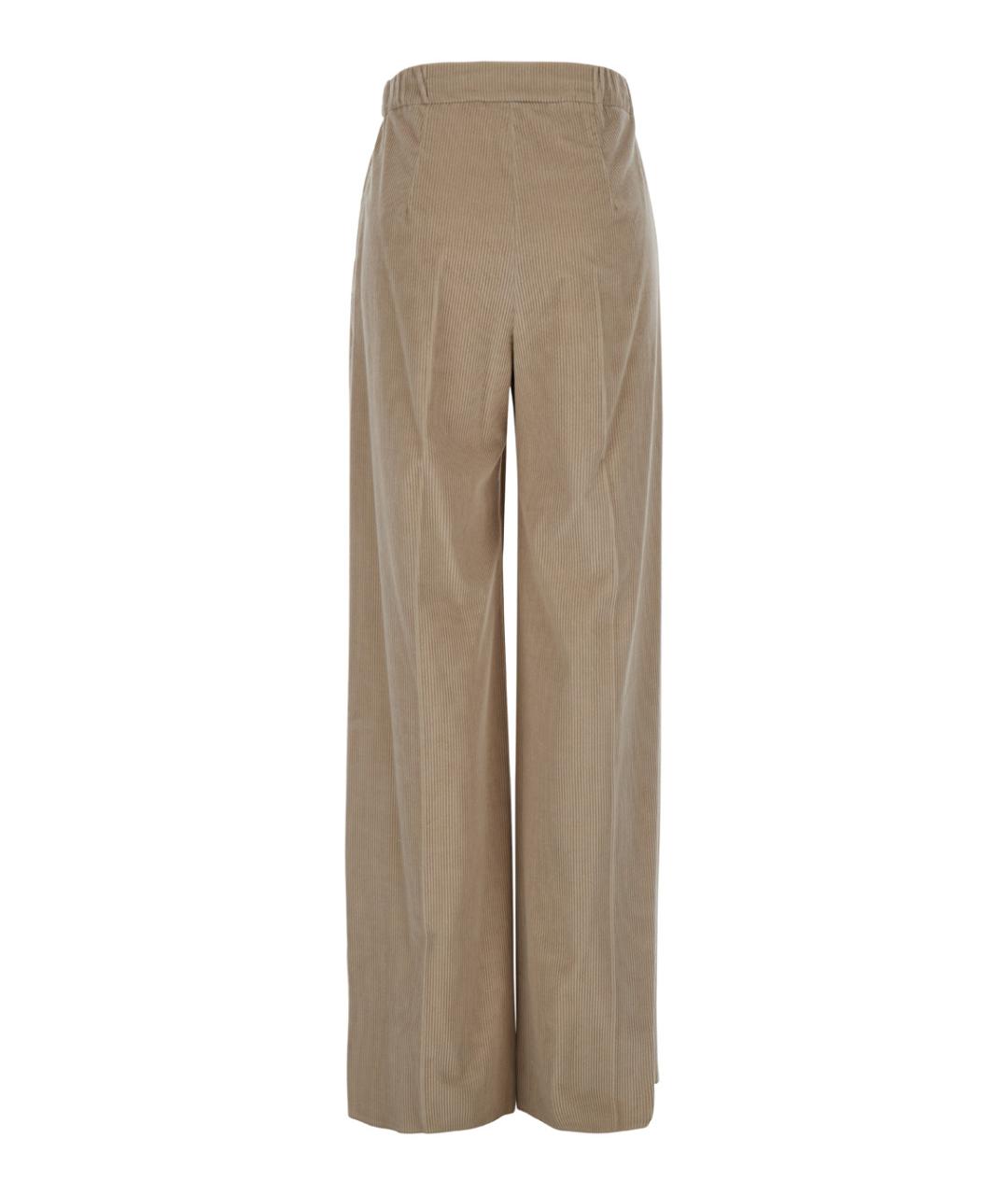 MAX MARA Бежевые хлопковые прямые брюки, фото 2