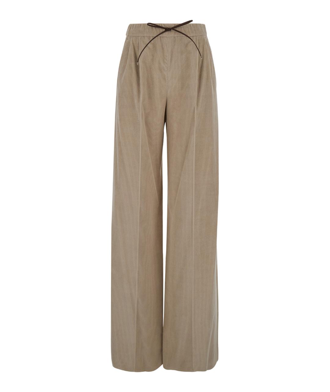 MAX MARA Бежевые хлопковые прямые брюки, фото 1