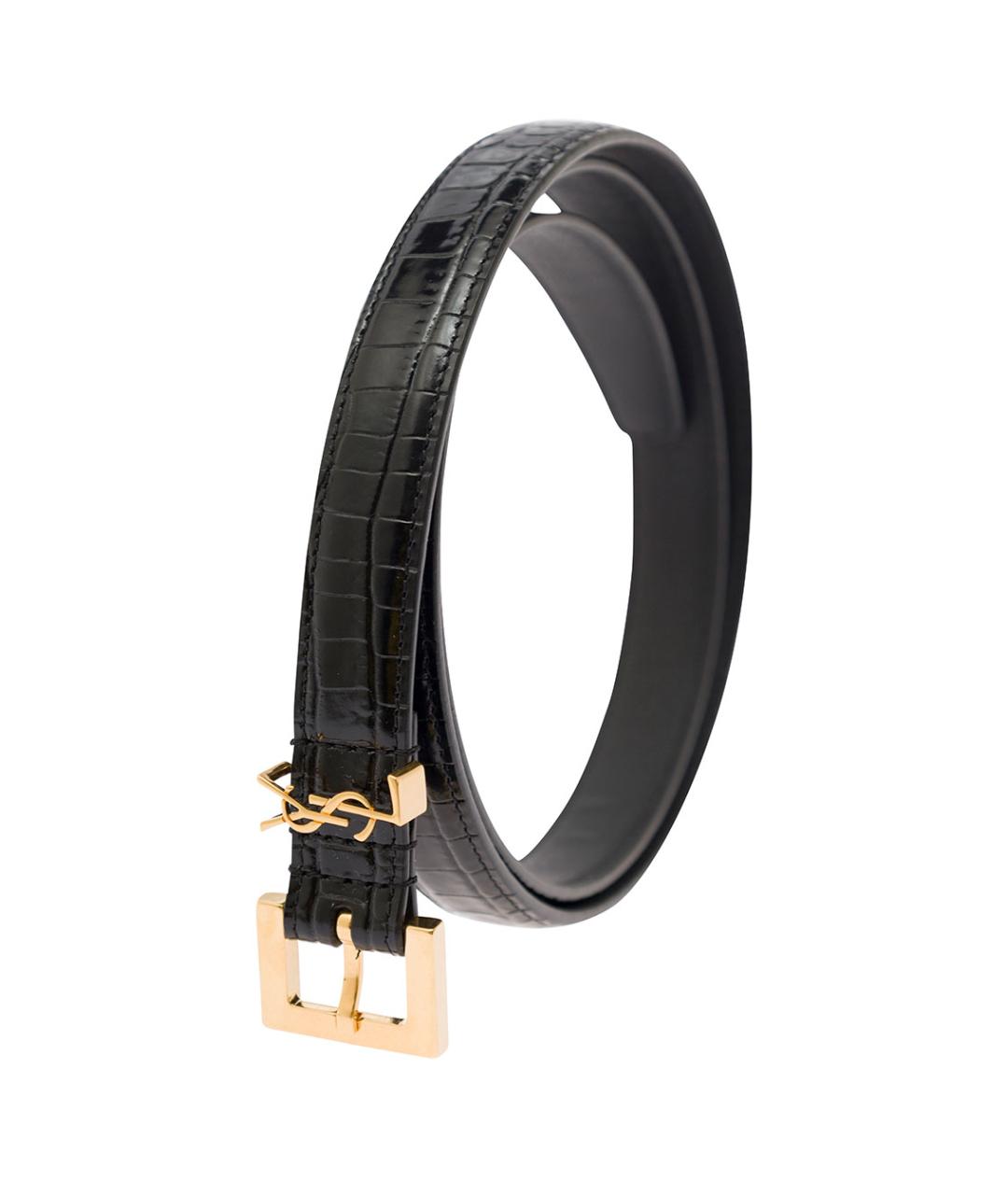 SAINT LAURENT Черный ремень из экзотической кожи, фото 2