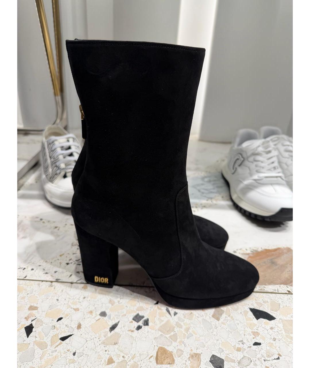 CHRISTIAN DIOR Черные замшевые ботинки, фото 5