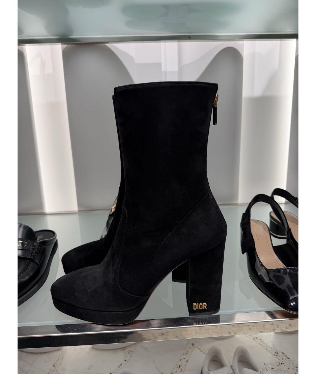 CHRISTIAN DIOR Черные замшевые ботинки, фото 3