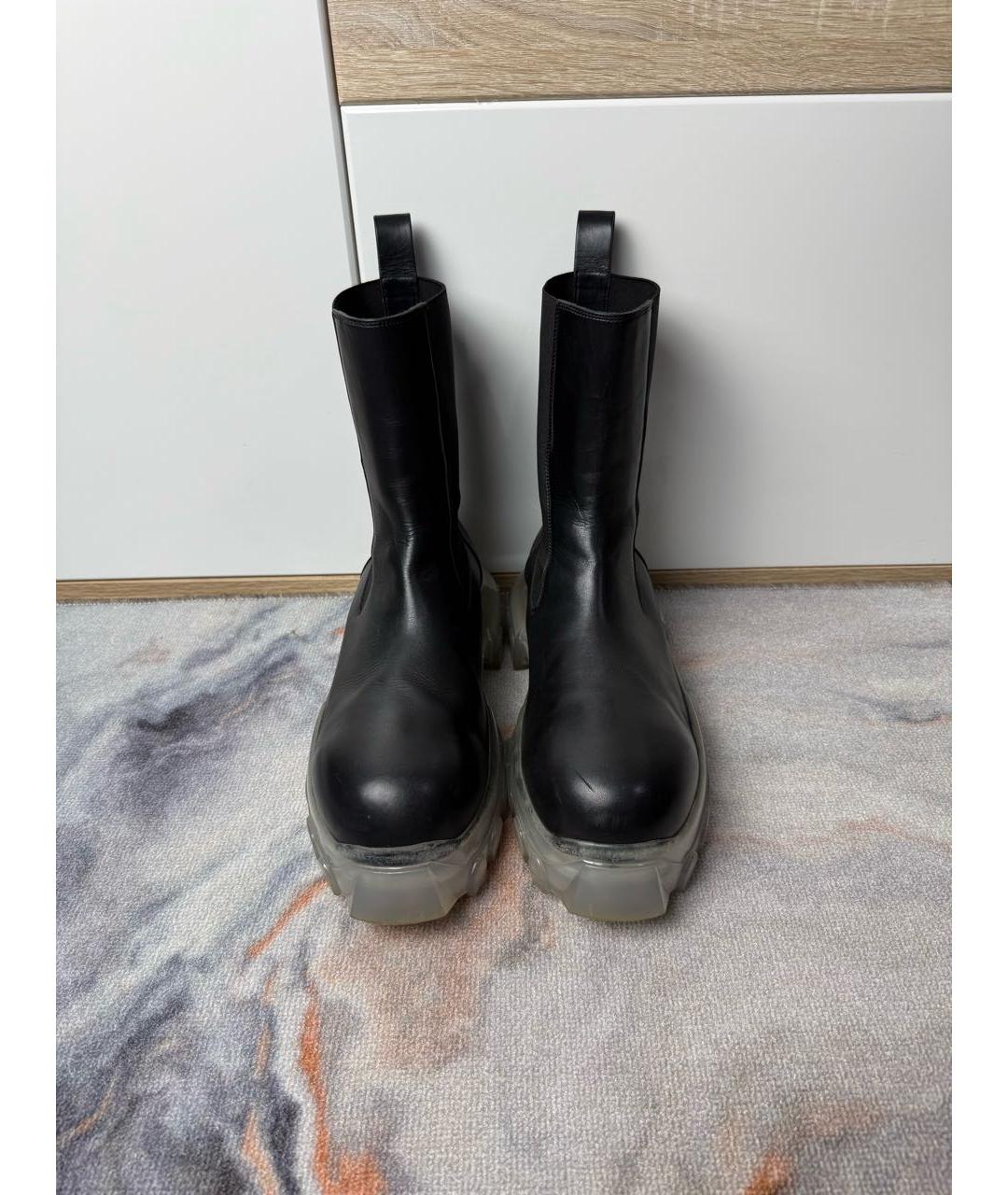 RICK OWENS Черные кожаные высокие ботинки, фото 2