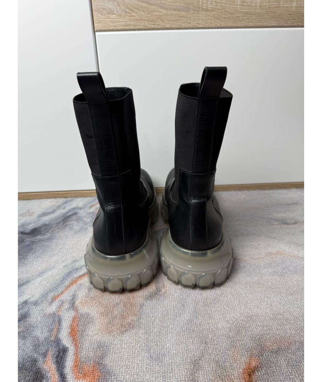 RICK OWENS Черные кожаные высокие ботинки, фото 3