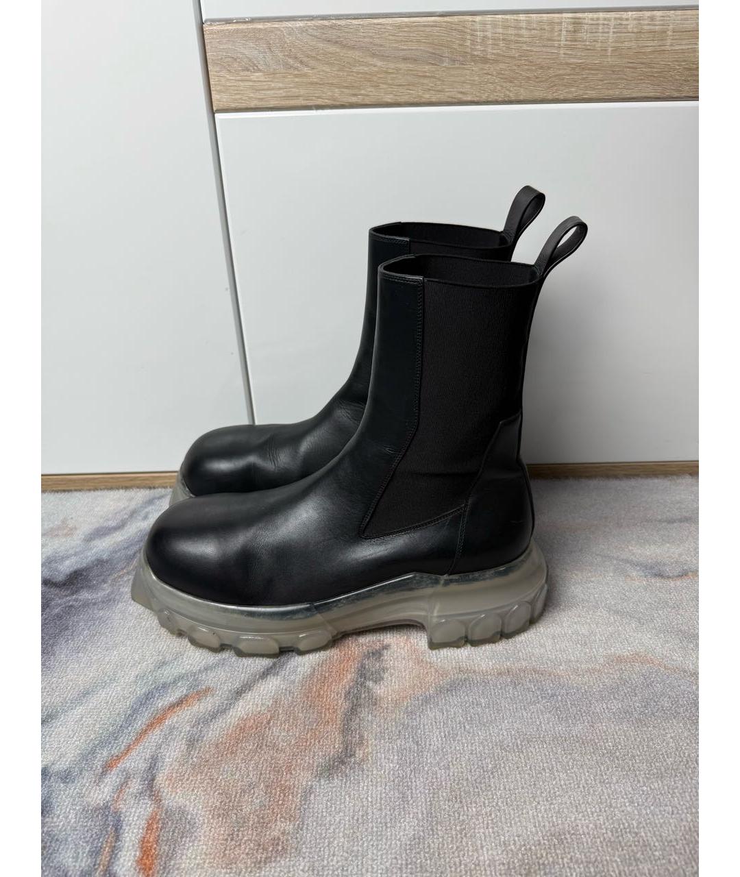 RICK OWENS Черные кожаные высокие ботинки, фото 7