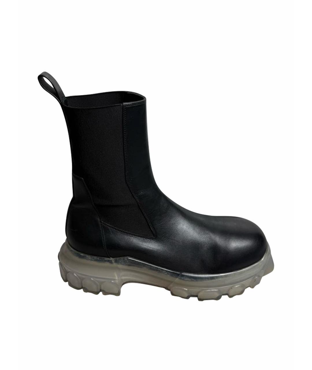 RICK OWENS Черные кожаные высокие ботинки, фото 1