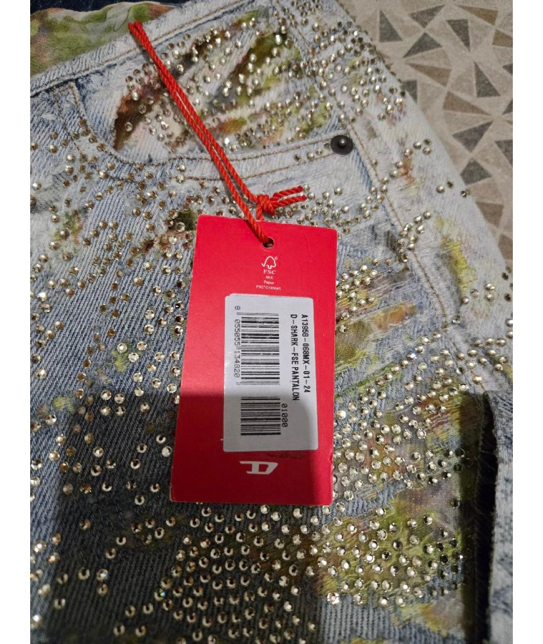 DIESEL Голубые хлопковые джинсы клеш, фото 7