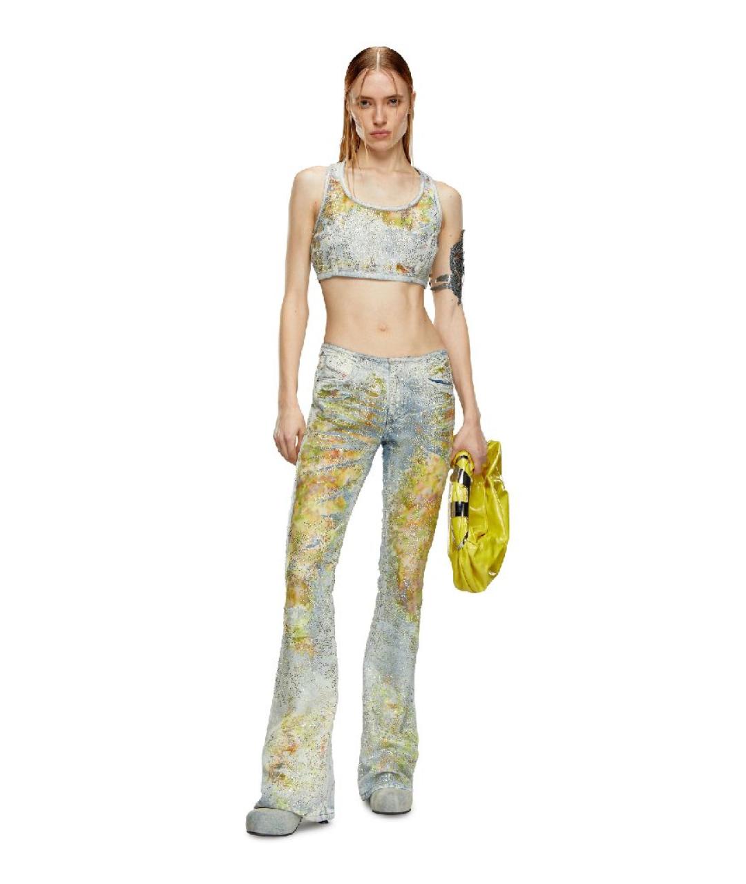 DIESEL Голубые хлопковые джинсы клеш, фото 2