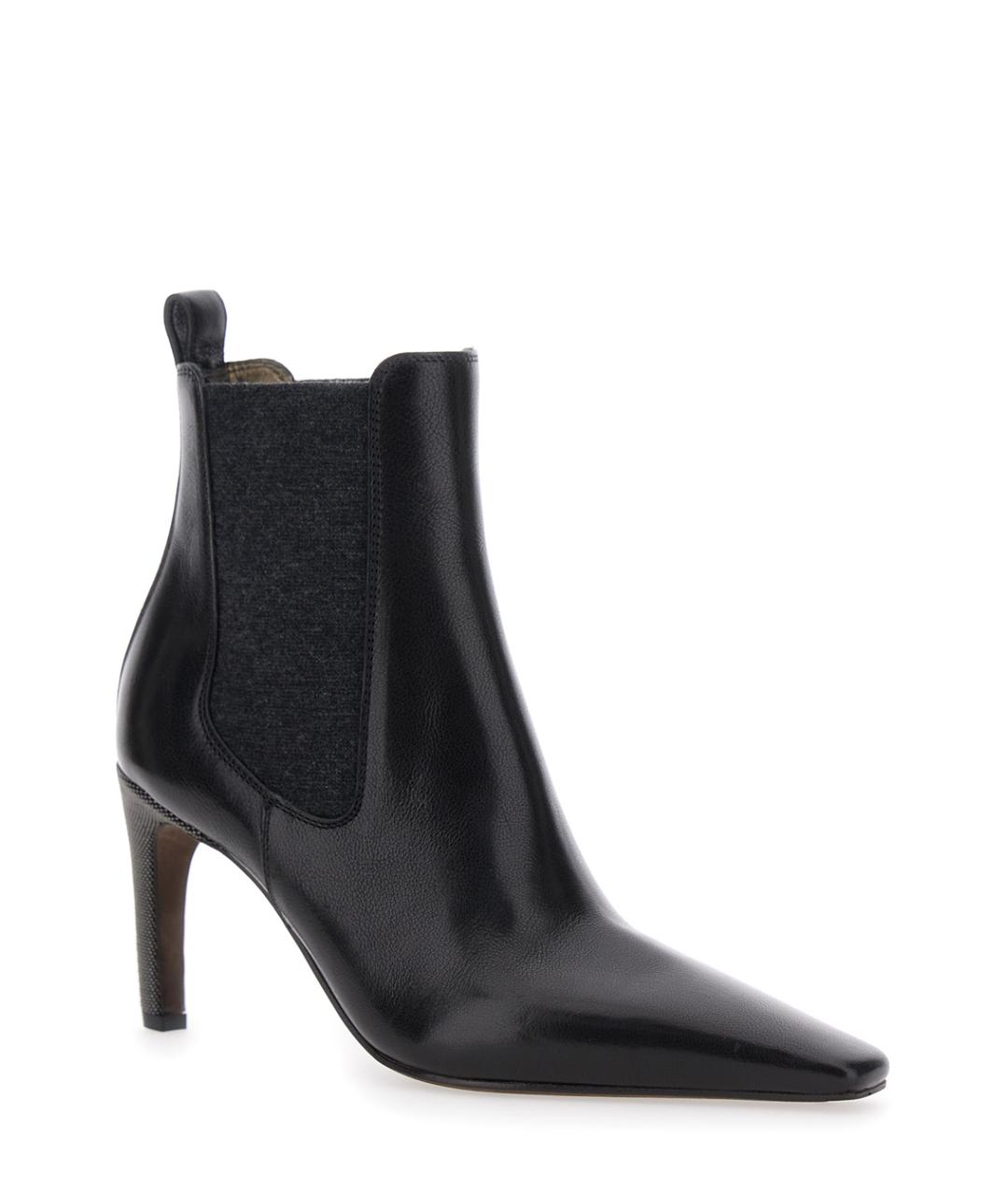 BRUNELLO CUCINELLI Черные кожаные ботильоны, фото 2