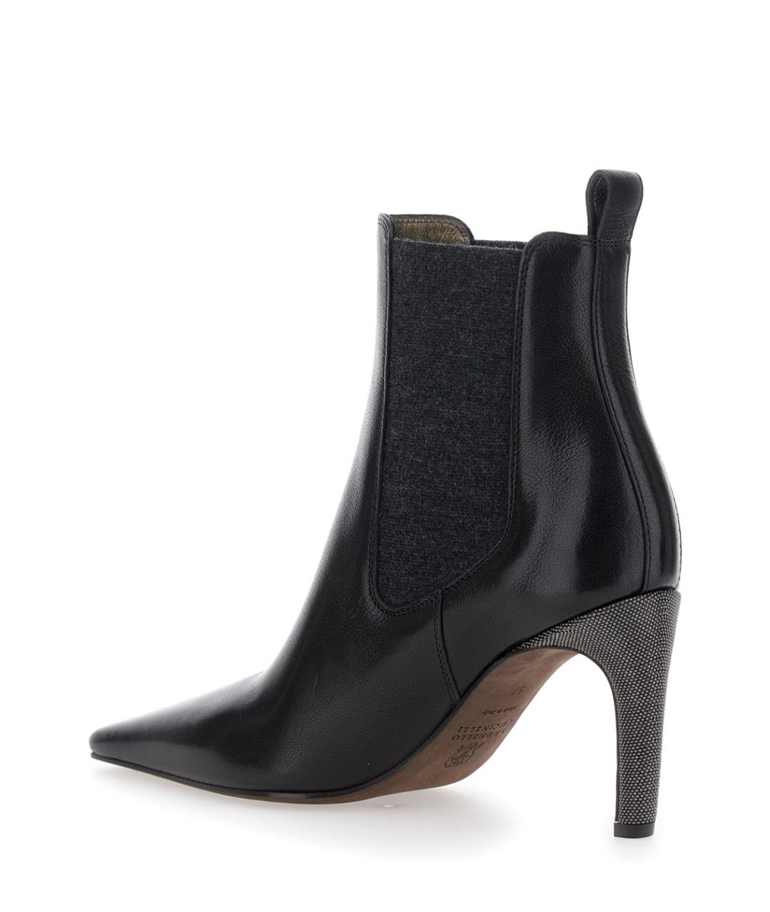 BRUNELLO CUCINELLI Черные кожаные ботильоны, фото 3