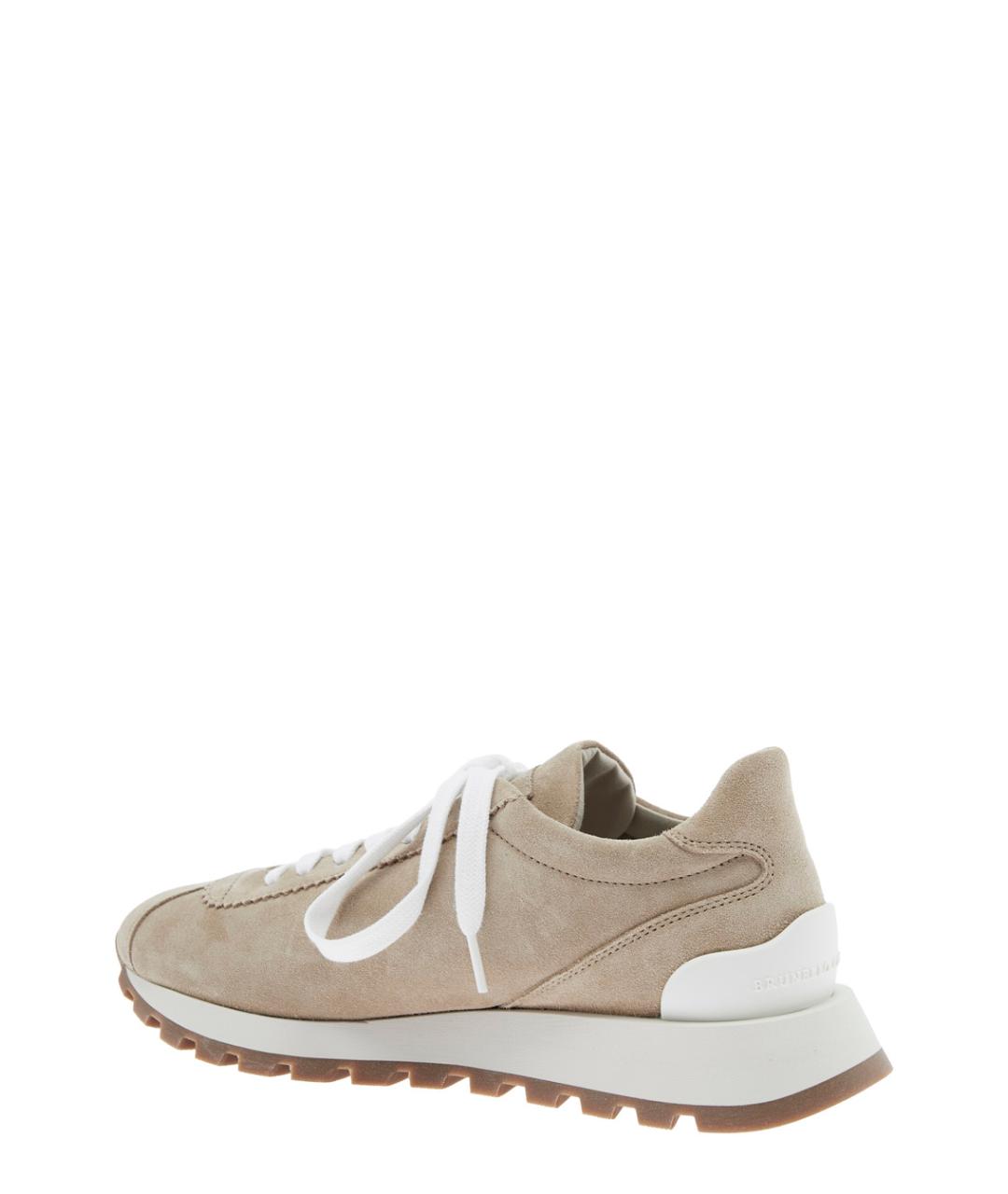 BRUNELLO CUCINELLI Бежевые кожаные кроссовки, фото 2