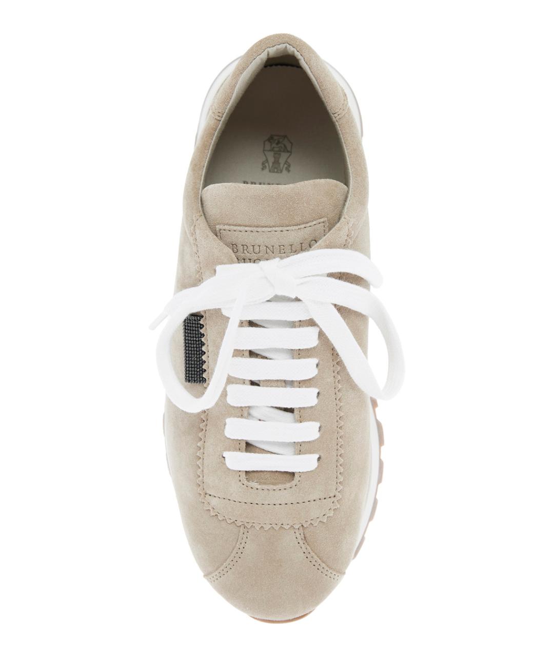 BRUNELLO CUCINELLI Бежевые кожаные кроссовки, фото 3