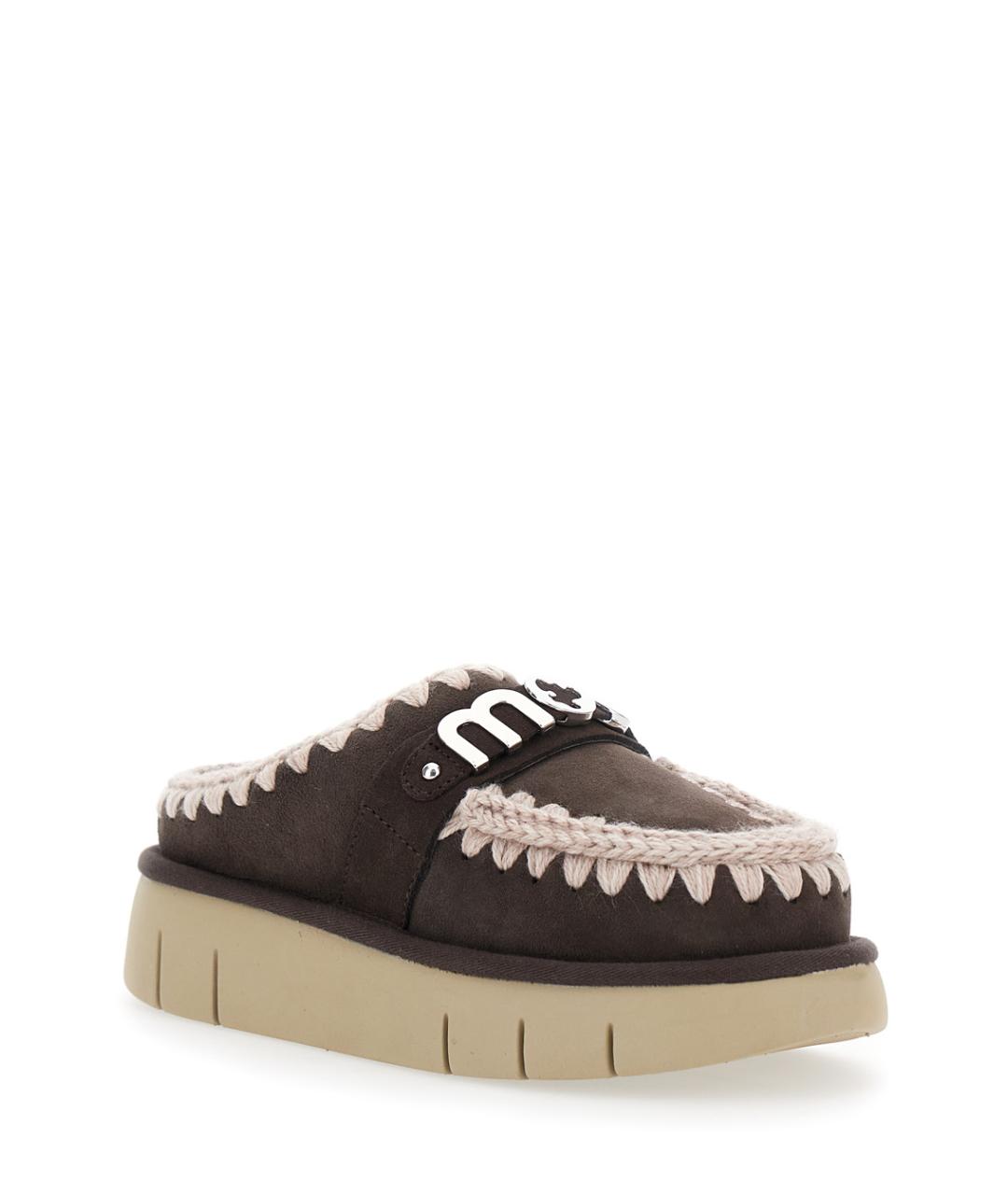 MOU Коричневые кожаные мюли, фото 2