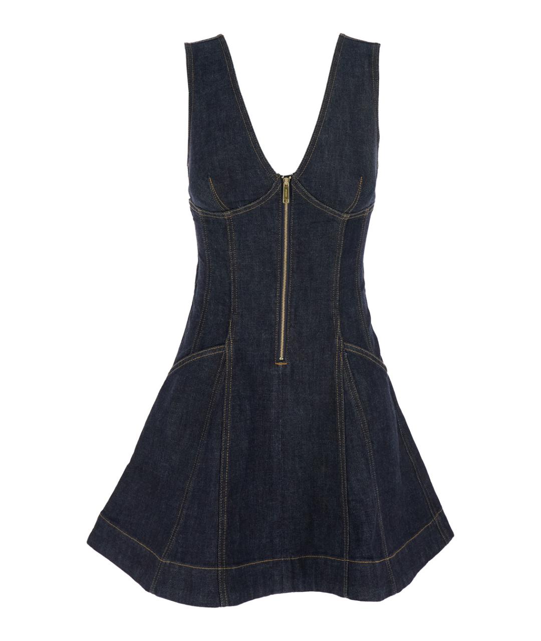 SELF-PORTRAIT Синее деним повседневное платье, фото 1