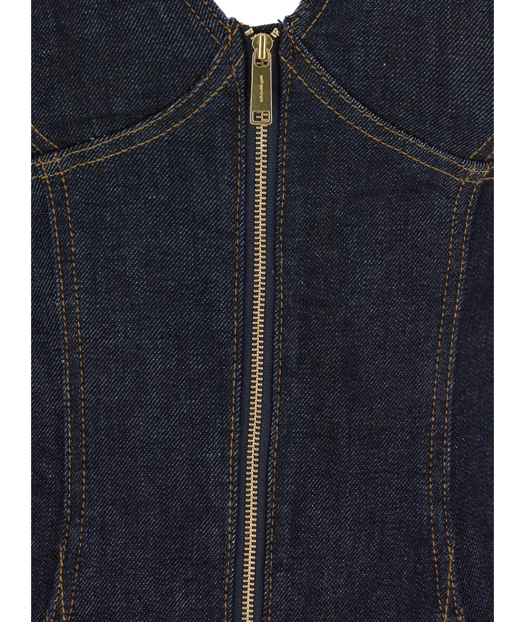 SELF-PORTRAIT Синее деним повседневное платье, фото 3