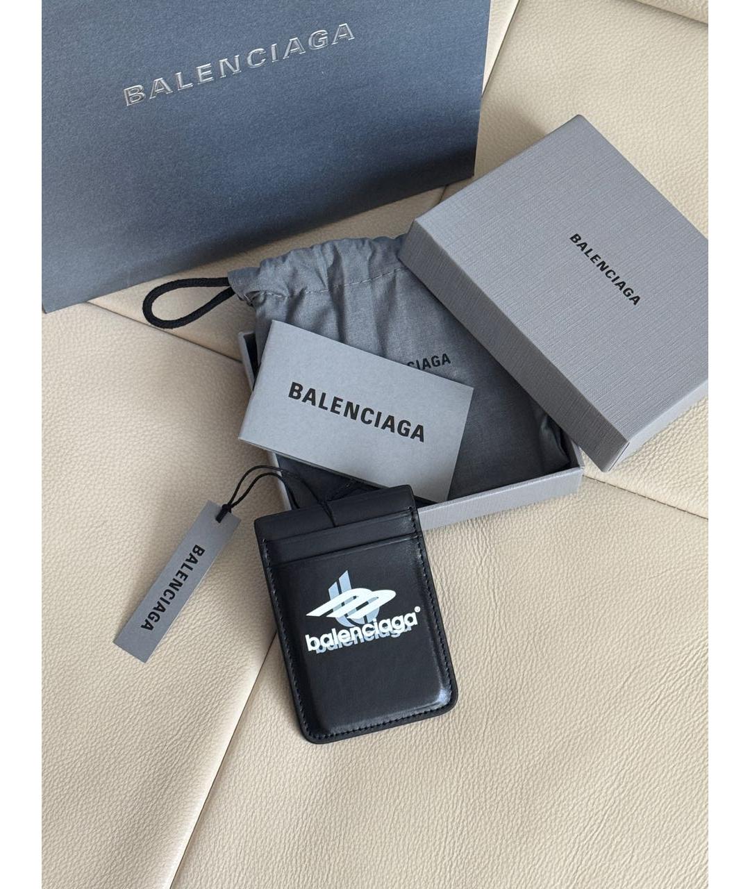 BALENCIAGA Черный кожаный кардхолдер, фото 2