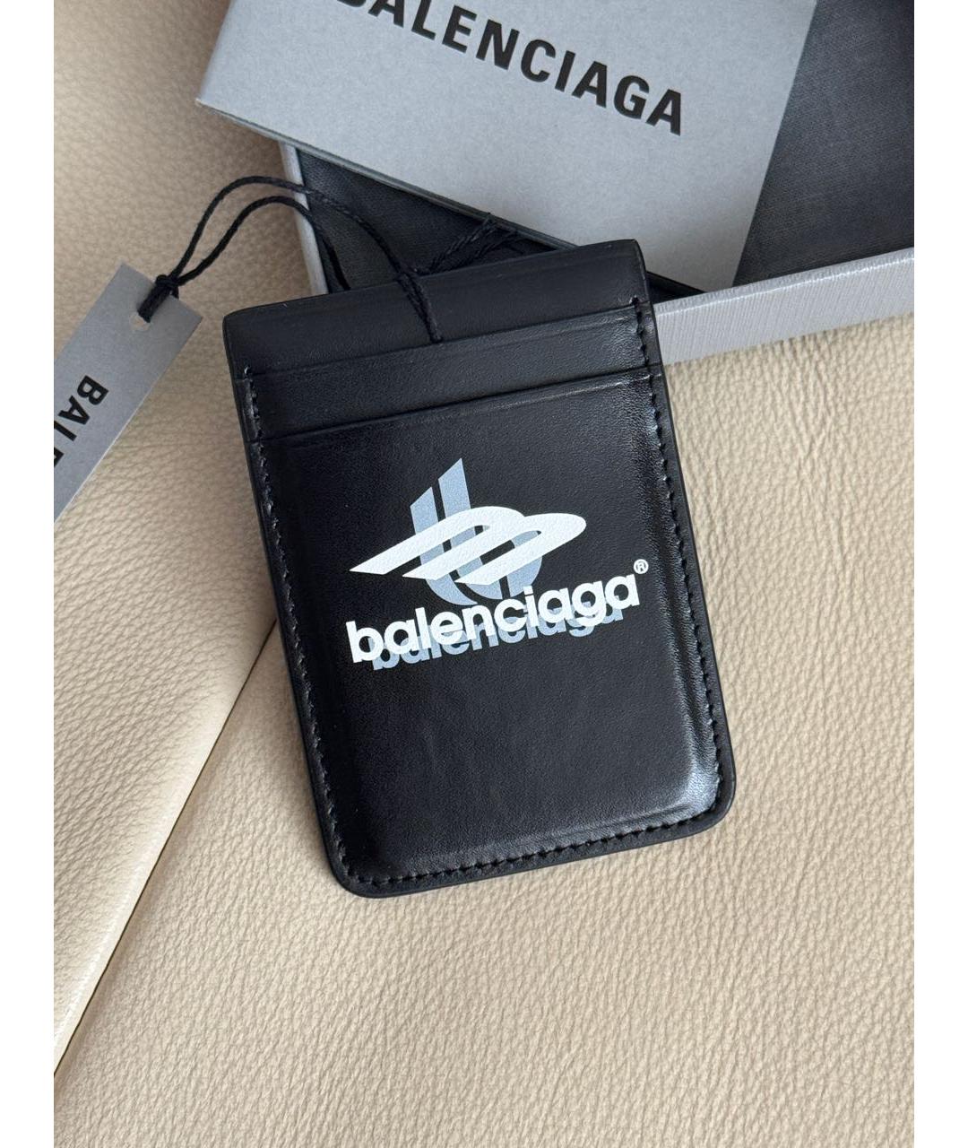 BALENCIAGA Черный кожаный кардхолдер, фото 3