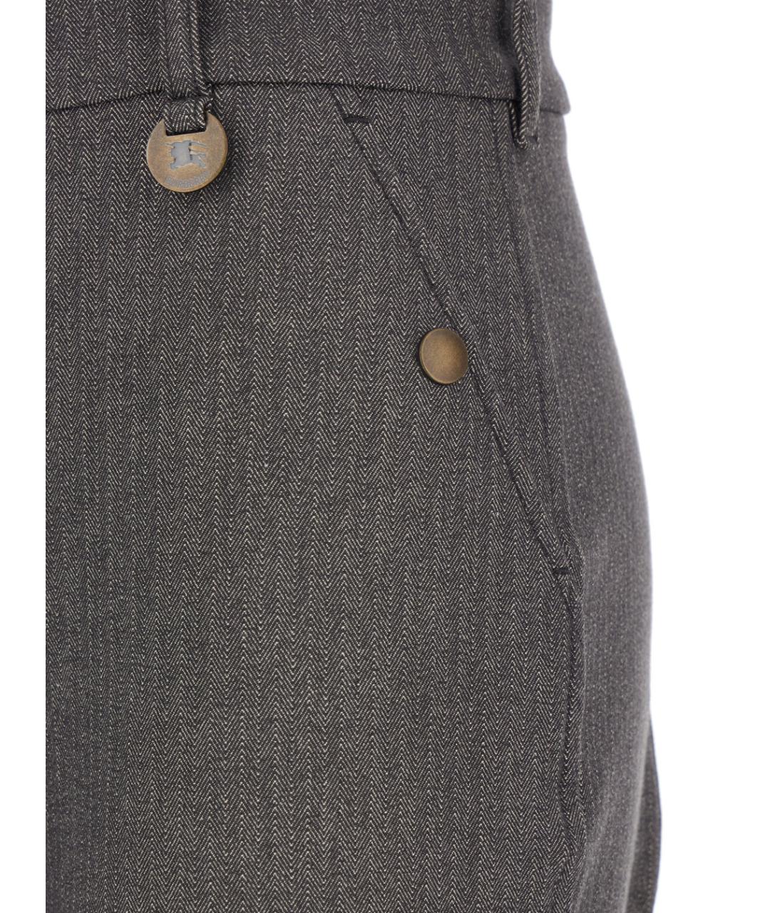 BURBERRY Коричневые хлопковые прямые брюки, фото 3