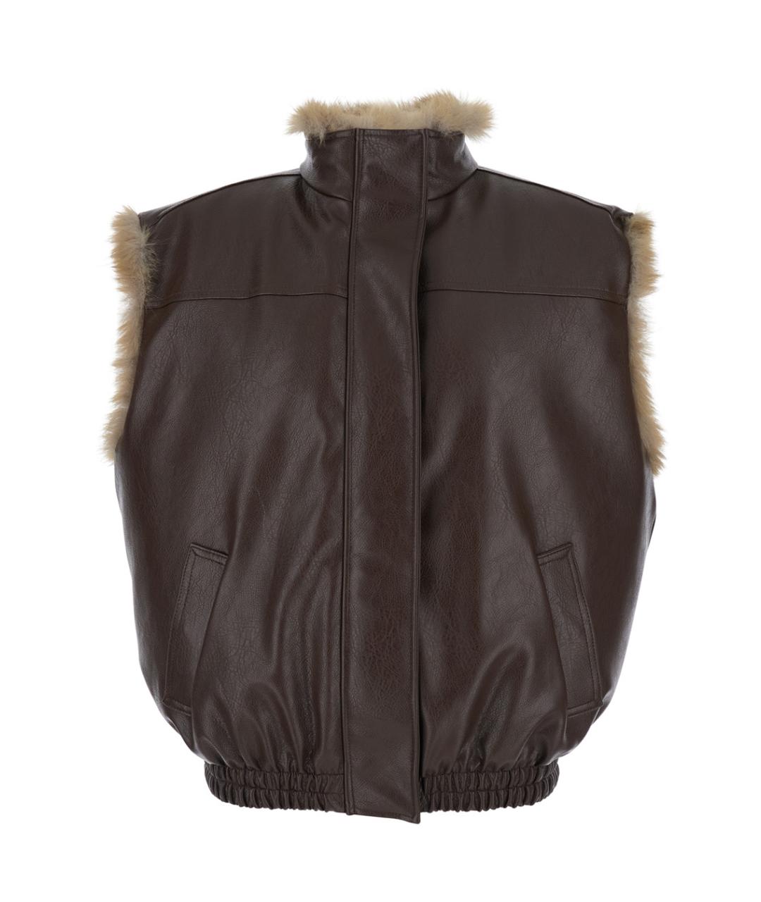 MSGM Коричневый вискозный жилет, фото 1