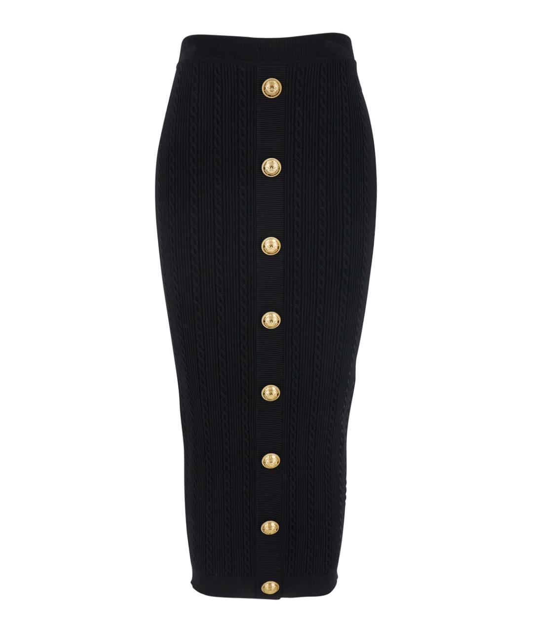 BALMAIN Черная вискозная юбка миди, фото 1
