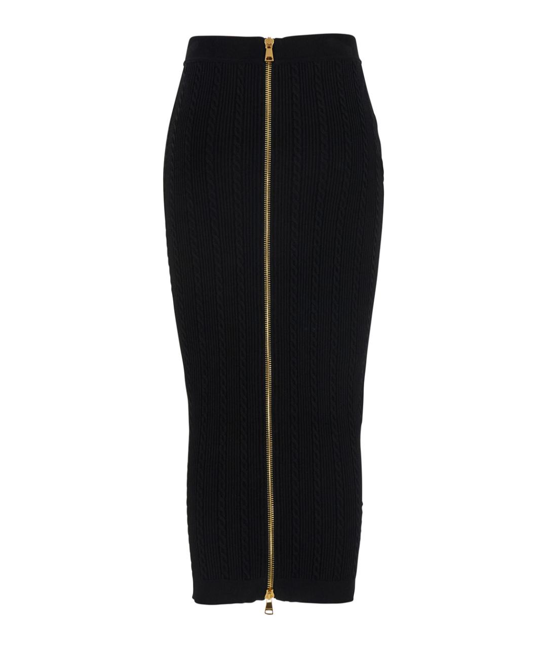 BALMAIN Черная вискозная юбка миди, фото 2