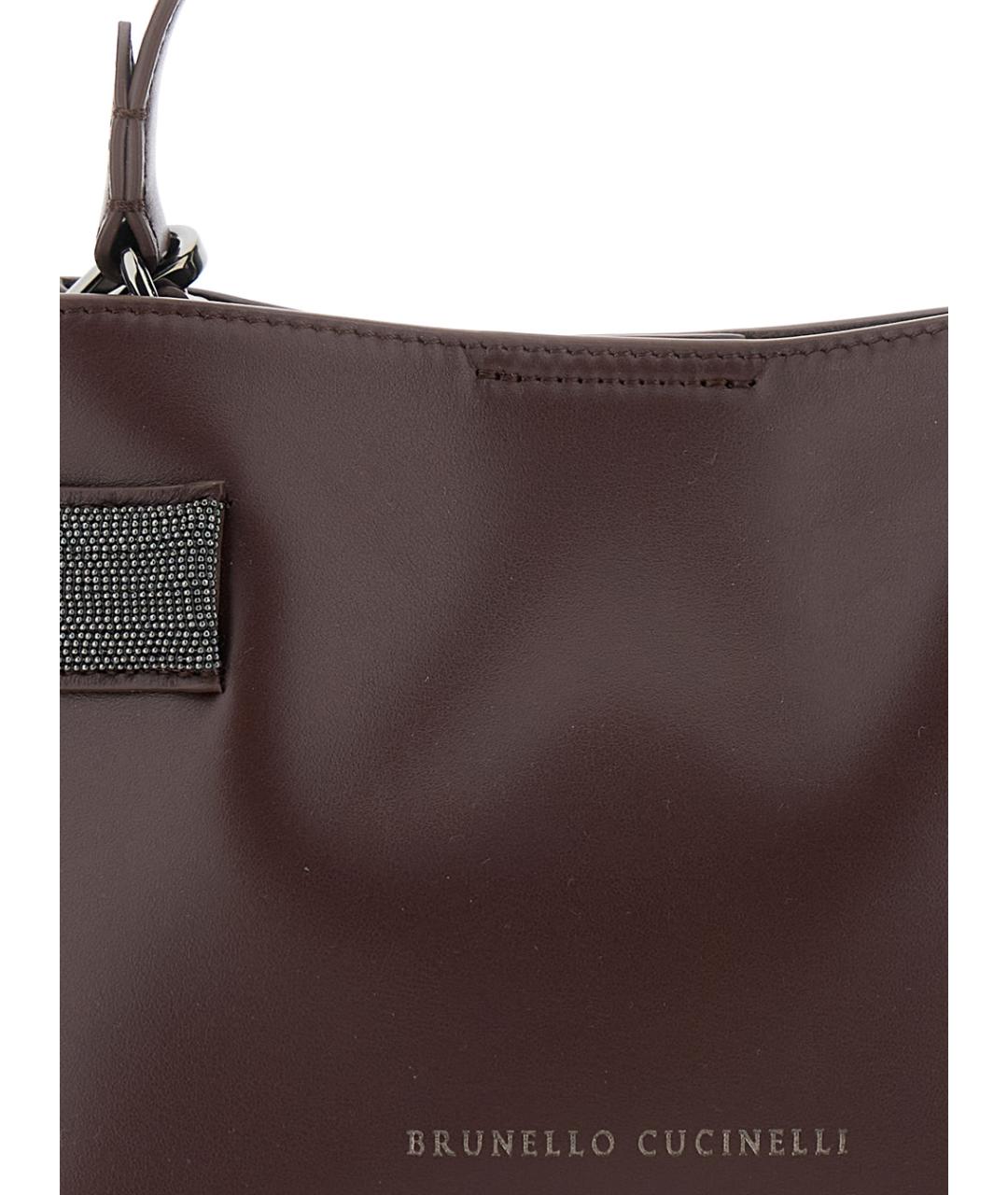 BRUNELLO CUCINELLI Бордовая кожаная сумка через плечо, фото 3