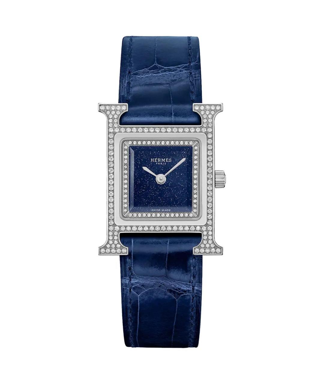 HERMES Темно-синие часы из экзотической кожи, фото 1