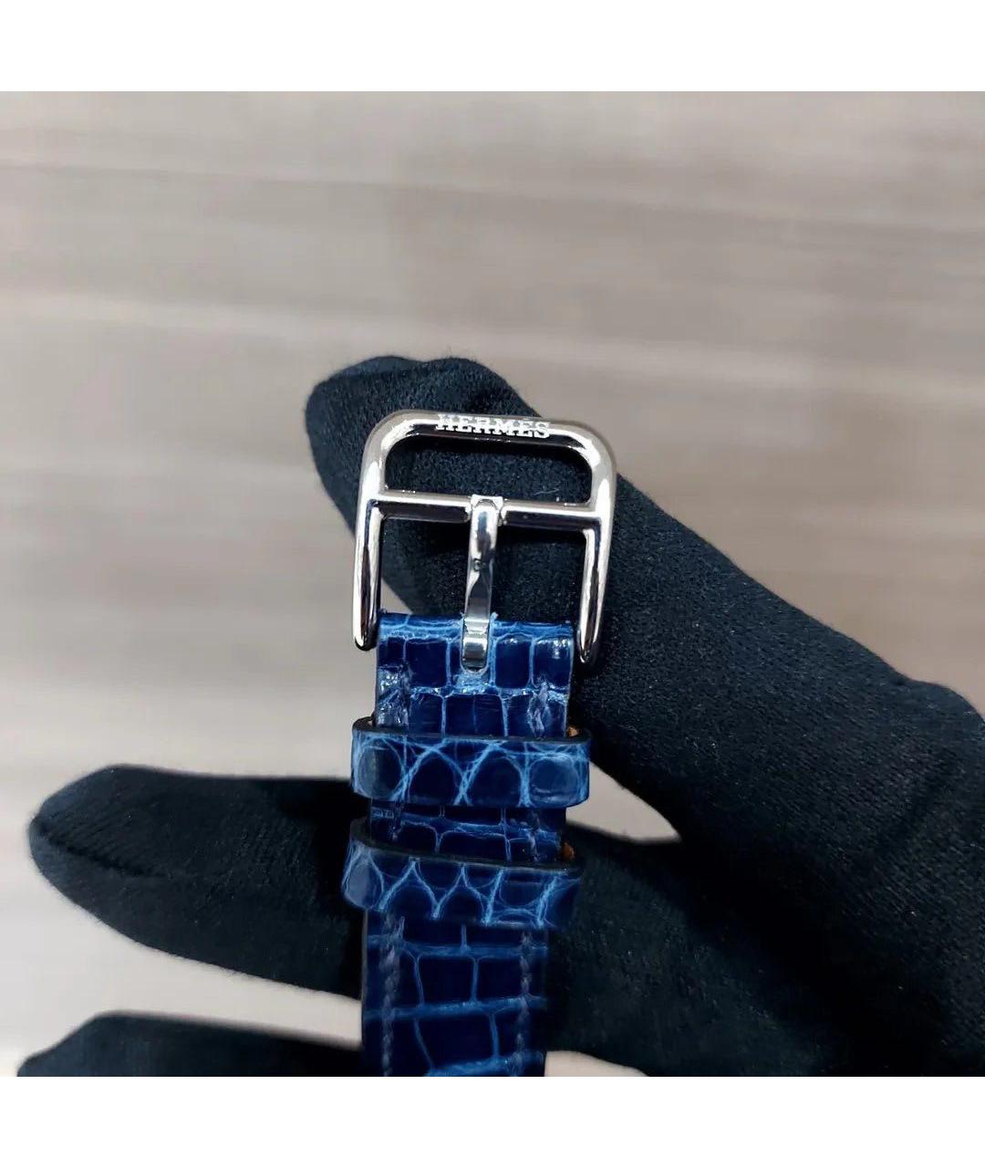 HERMES Темно-синие часы из экзотической кожи, фото 5